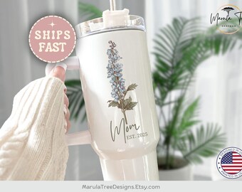 Mama Tumbler 40oz, Custom Mom tumbler 40oz with handle, New Mommy Travel Cup, New Mom 40 oz tumbler personalized, First Mother's Day tumbler