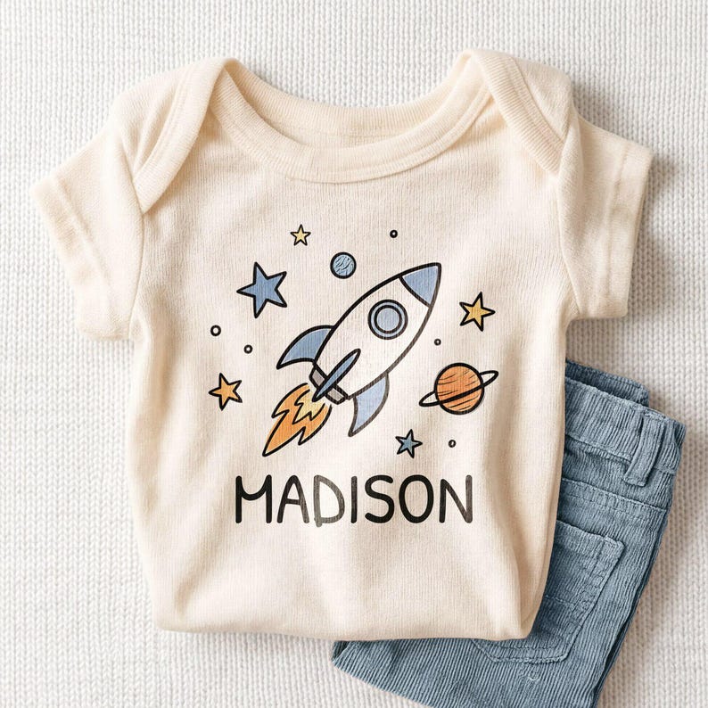Apple Rocketship Personalized Rocket Name Baby Onesie® - Custom Cute Space Rocket Ship ...