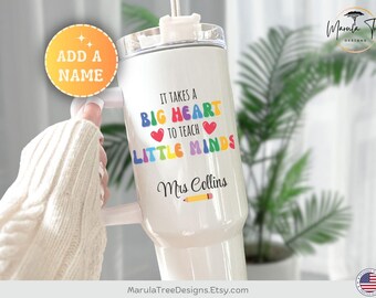 Vaso personalizado para profesores de 40 oz con asa, regalo de agradecimiento para profesores, taza de viaje para profesores.