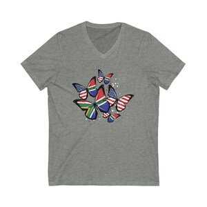 SOUTH AFRICA FLAG V-Neck Shirt, South Africa tshirt, South african flag t-shirt, South African flag Tee, South Africa flag shirt for her Deep Heather