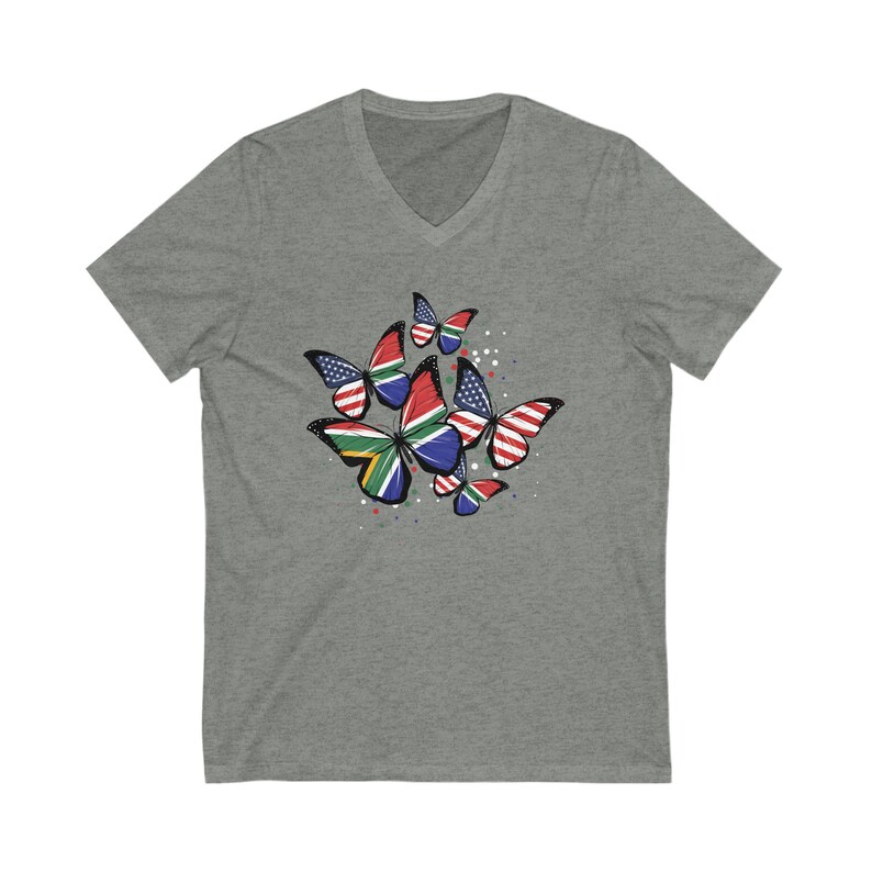 SOUTH AFRICA FLAG V-Neck Shirt, South Africa tshirt, South african flag t-shirt, South African flag Tee, South Africa flag shirt for her Deep Heather