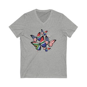 SOUTH AFRICA FLAG V-Neck Shirt, South Africa tshirt, South african flag t-shirt, South African flag Tee, South Africa flag shirt for her Athletic Heather