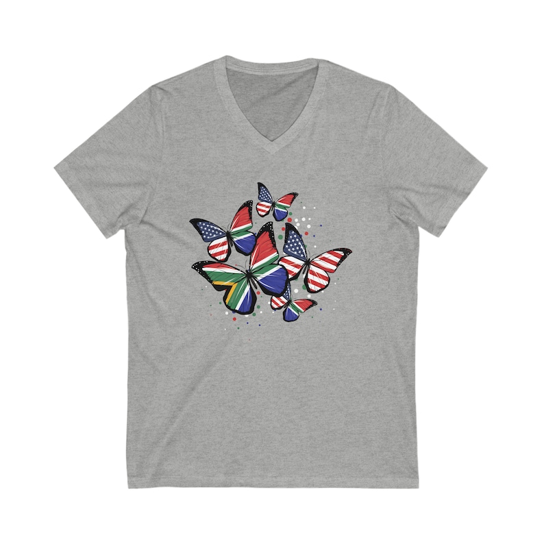 SOUTH AFRICA FLAG V-Neck Shirt, South Africa tshirt, South african flag t-shirt, South African flag Tee, South Africa flag shirt for her Athletic Heather