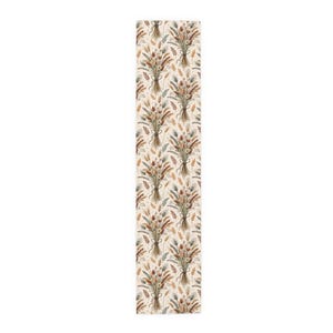 Fall harvest table runner, Thanksgiving holiday table setting, Harvest wheat neutral fall decor, Green beige autumn reusable cloth napkins image 12