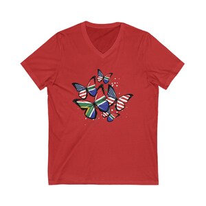 SOUTH AFRICA FLAG V-Neck Shirt, South Africa tshirt, South african flag t-shirt, South African flag Tee, South Africa flag shirt for her Red