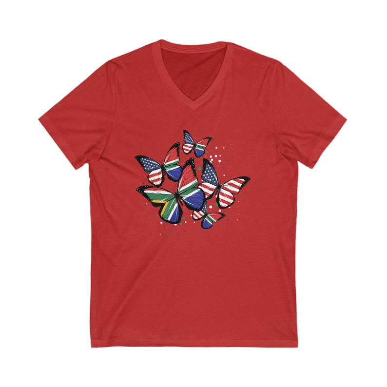 SOUTH AFRICA FLAG V-Neck Shirt, South Africa tshirt, South african flag t-shirt, South African flag Tee, South Africa flag shirt for her Red