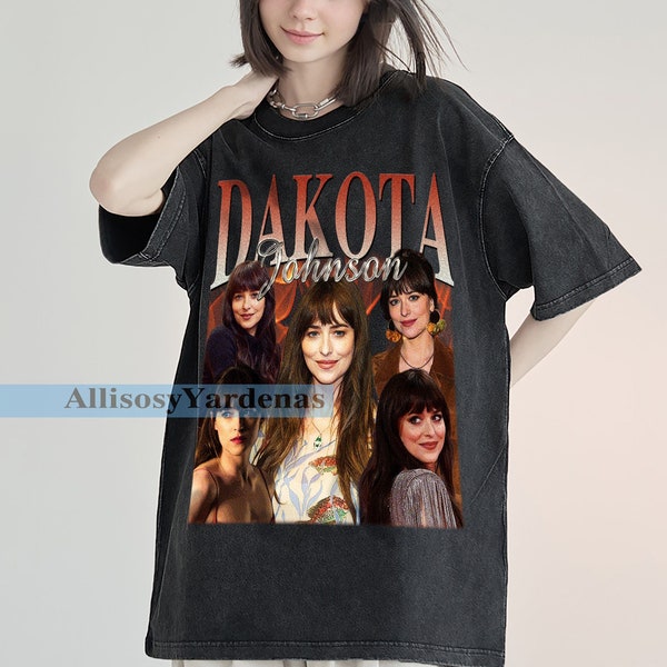 T-shirt vintage Dakota Johnson, Cornerback hommage graphique à manches longues unisexe, cadeau à capuche délavé pour fans Bootleg rétro des années 90