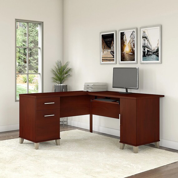 L Shaped Desk, 60"W, Hansen Cherry Gem