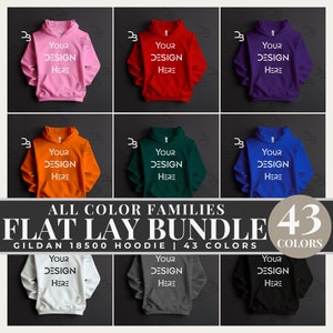 43 x MEGA Bundle Gildan 18500 Red Hoodie Flat Lay Folded Boho Adult Hoodie Mockup Unisex Canva Gildan 18500 Mockup Gildan Mock-ups Flat Boho zdjęcie 1