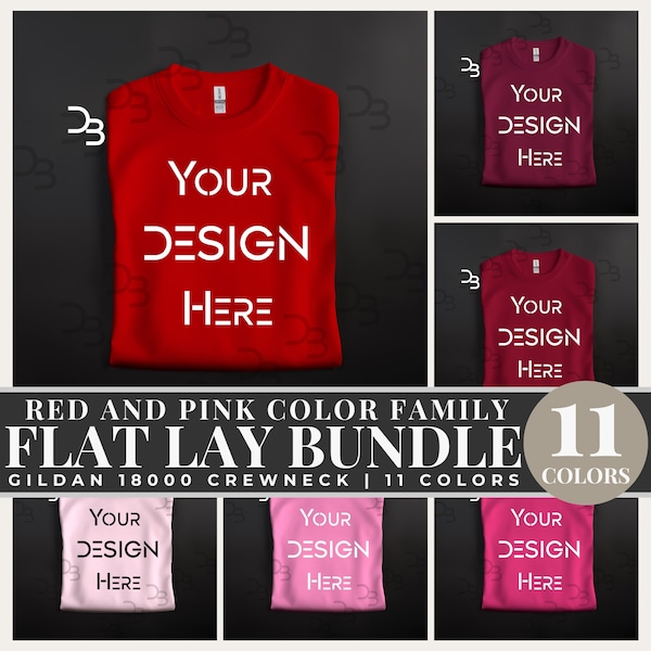 Folded Unisex Sweater Mockup Red Gildan 18000 Front Mockups G180 Gildan 18000 Mock Ups Pullover Print On Demand Template Front Shirt Mockups