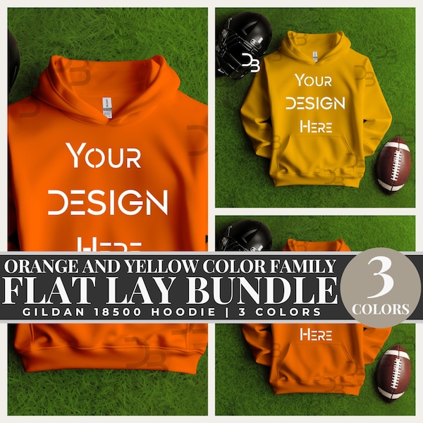 Gildan 18500G Adult Hooded Bundle Gildan 18500 Orange Hoodie Adult's Hoodie Mockup Folded Unisex Orange Hooded Mock Up Gildan 18500 Stylish