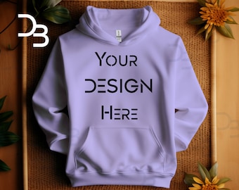 18500 Hooded Mockup Violet Gildan Mockup Hoodie Folded Flat Lay Mockups 18500 Unisex Flat Lay Mockup Hooded Violet Boho Flat Lay Mockup JPG