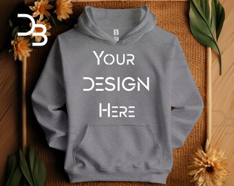 Gildan 18500 Hoodie Mockup Flat Lay Gevouwen Grafiet Heather Gildan 18500 Hoodie Boho Hoodie Mockup Front 18500 Mock Boho Volwassen Mockups 18500