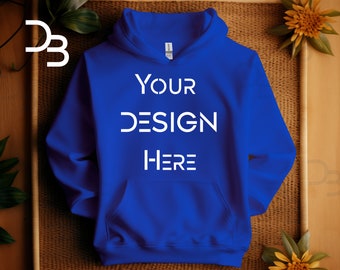 Gildan 18500 Hoodie Mockup Royal Flat Lay Blue Folded Gildan 18500 Royal Mockup Hoodie Mockup Royal Hoodie Gildan 18500 Mock Up Hooded Royal