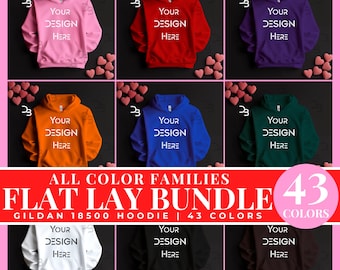 43 X MEGA Bundle Gildan 18500 Mockups Valentines Day Hoodie Mockups G18500 Unisex Flat Lay Mock ups Canva POD Mocks Printful Print On Demand