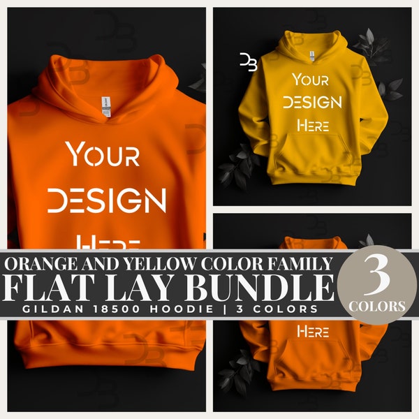 18500 Orange Gildan Mockup Unisex Blank Hoodie Mockups Flat Lay Mockup Orange Hoodie Mock-Up Flat Lay Mockup Hoodie 18500 Hoodie Boho Mockup