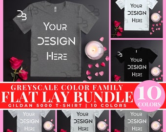 Gildan 5000 Valentines Day Gray Flat Lay Mockup Bundle Gray Mockup Gray T-shirt Gildan Tshirt Mockup G5000 Gray Folded Shirt T-shirt MockUp