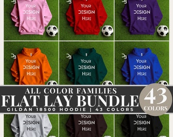 43 X MEGA Bundle Soccer Flat Lay Mockup Gildan 18500G Hoodie Mockup Gildan 18500 Mockups Adult's Hoodie Mockup Simple Soccer Vibes POD Mocks