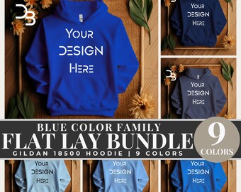 Gildan 18500 Blue Mockup Bundle Boho Flat Lay Folded Hoodie Mock Ups Gildan Blue Hoodie Mockup Front Gildan Oversized Blue Mockup Boho Shirt