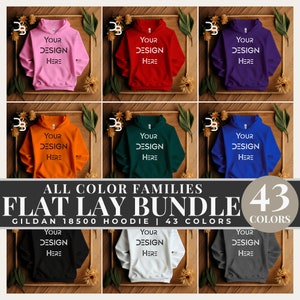 43 x MEGA Bundle Gildan 18500 Hoodie Boho Gildan Hoodie Mockup Unisex Gildan Mockup Hoodie Flat Lay 18500 Mockup Front Mockup Boho Mocks POD Bild 1