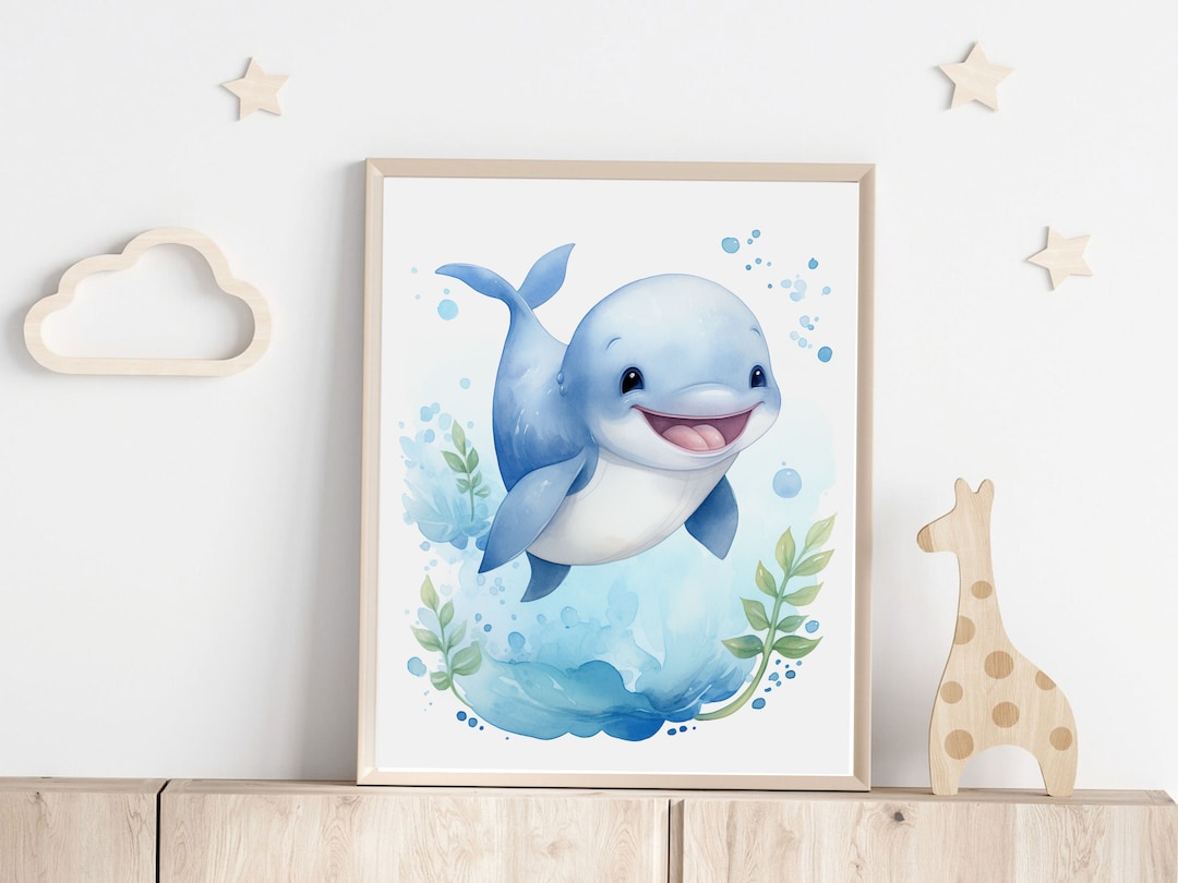Nursery Wall Art Decor Ocean Sea Animal Whale Baby Animal Print for ...