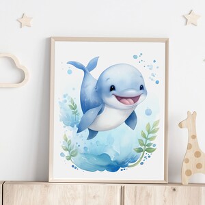 Wal-Baby-Tierdruck für Kinderzimmer-Babypartygeschenk unter dem Meer-Geburtstagsgeschenk-schwimmender Wal