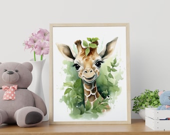 Decorazione murale per la cameretta dei bambini, stampa murale per la cameretta dei bambini, stampa di animali da safari, stampa di animali per la decorazione murale della cameretta dei bambini, decorazione della stanza, regalo per baby shower per bambini