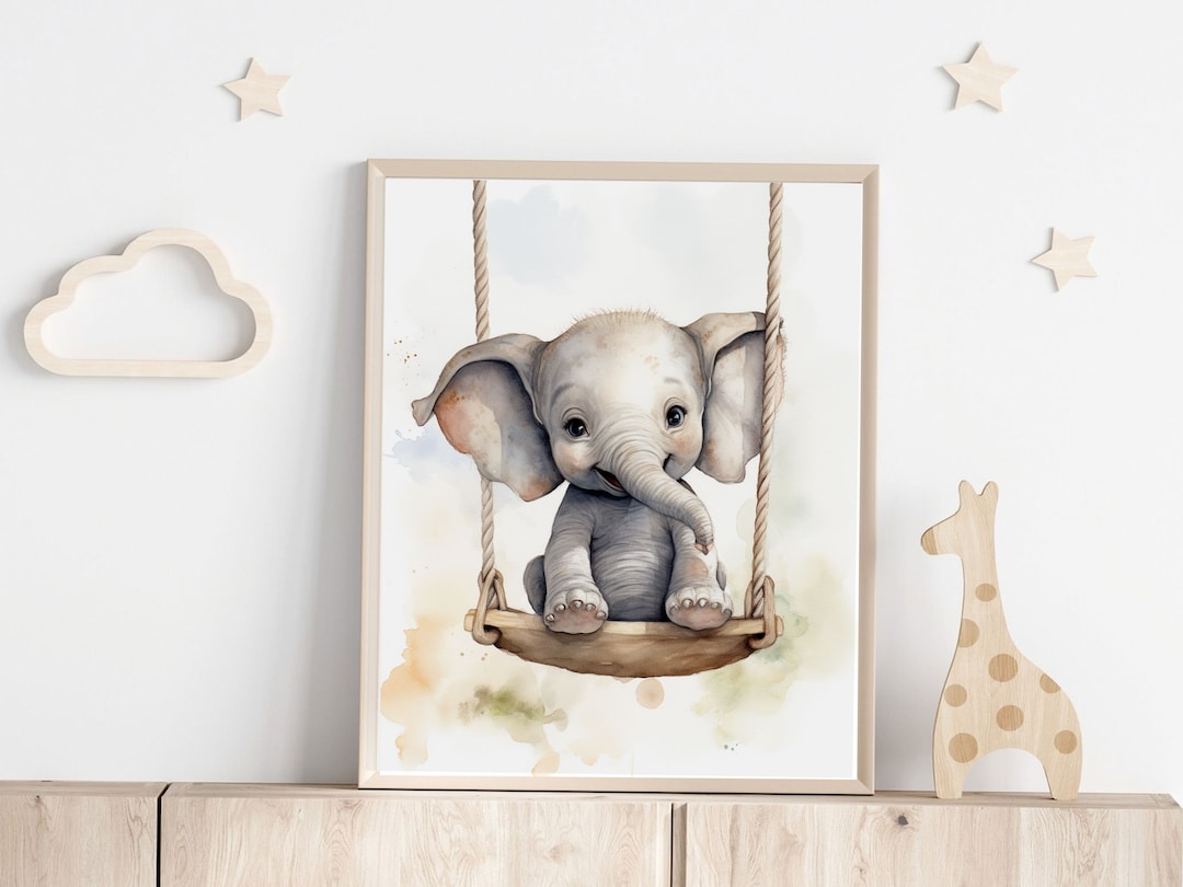 Buy Nursery Decor Baby Animal Print Elephant on a Swing Poster Wall Art  Kids Room Girl Room Art Safari Animal Art Wall Decor Room Baby Shower  Online