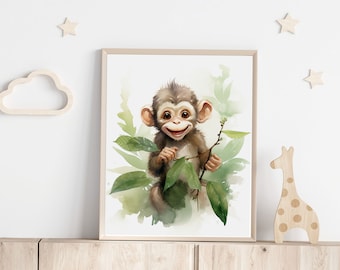 Baby Room Wall Art Baby Animal Print Jungle Monkey Nursery Decor Nursery Wall Decor Baby Shower Gift Jungle Theme Baby Monkey Decor Poster