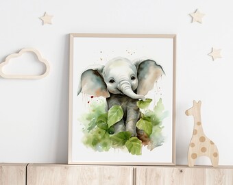 Nursery Decor Baby Animal Print Elephant Poster Wall Art Kids Room Room Art Safari Animal Art Wall Decor Room Baby Shower Gift Safari Theme