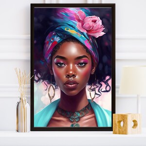 Black Art, Black Woman Art, Printable Wall Art, Black Art Print, Black Girl Magic, Wall Art Decor - Noemi