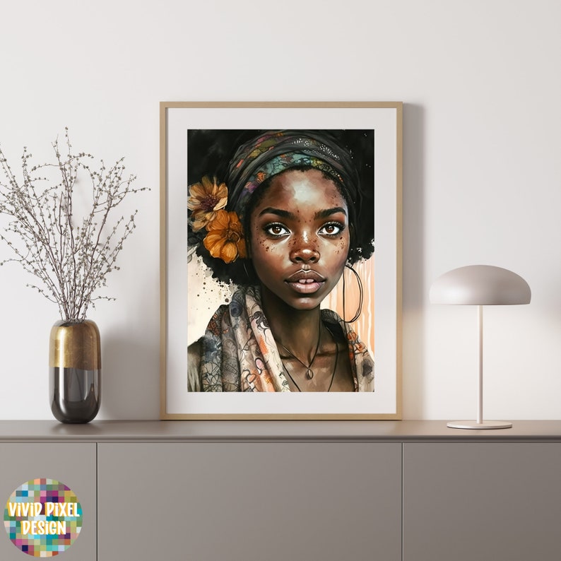 Black Art, Black Woman Art, Printable Wall Art, Black Art Print, Black