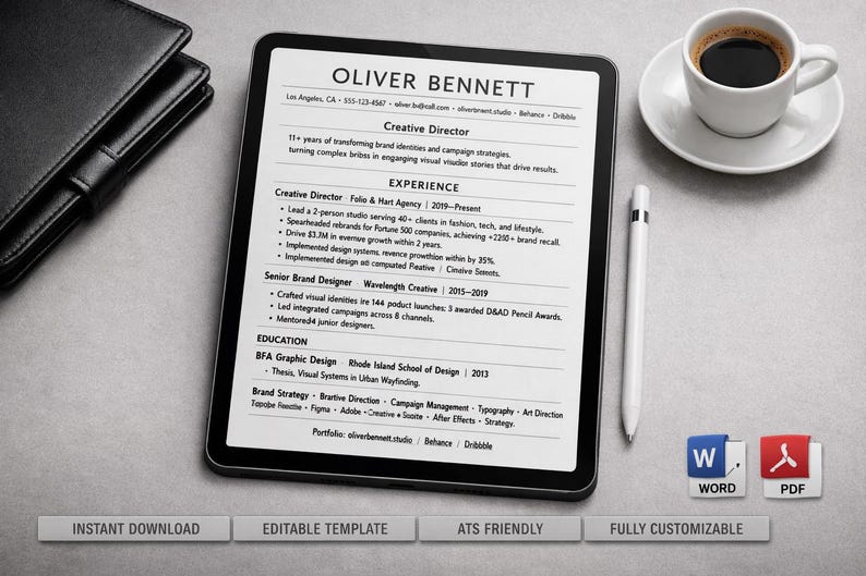 All‑industry ATS Resume & Cover Letter Template | Professional CV for ...