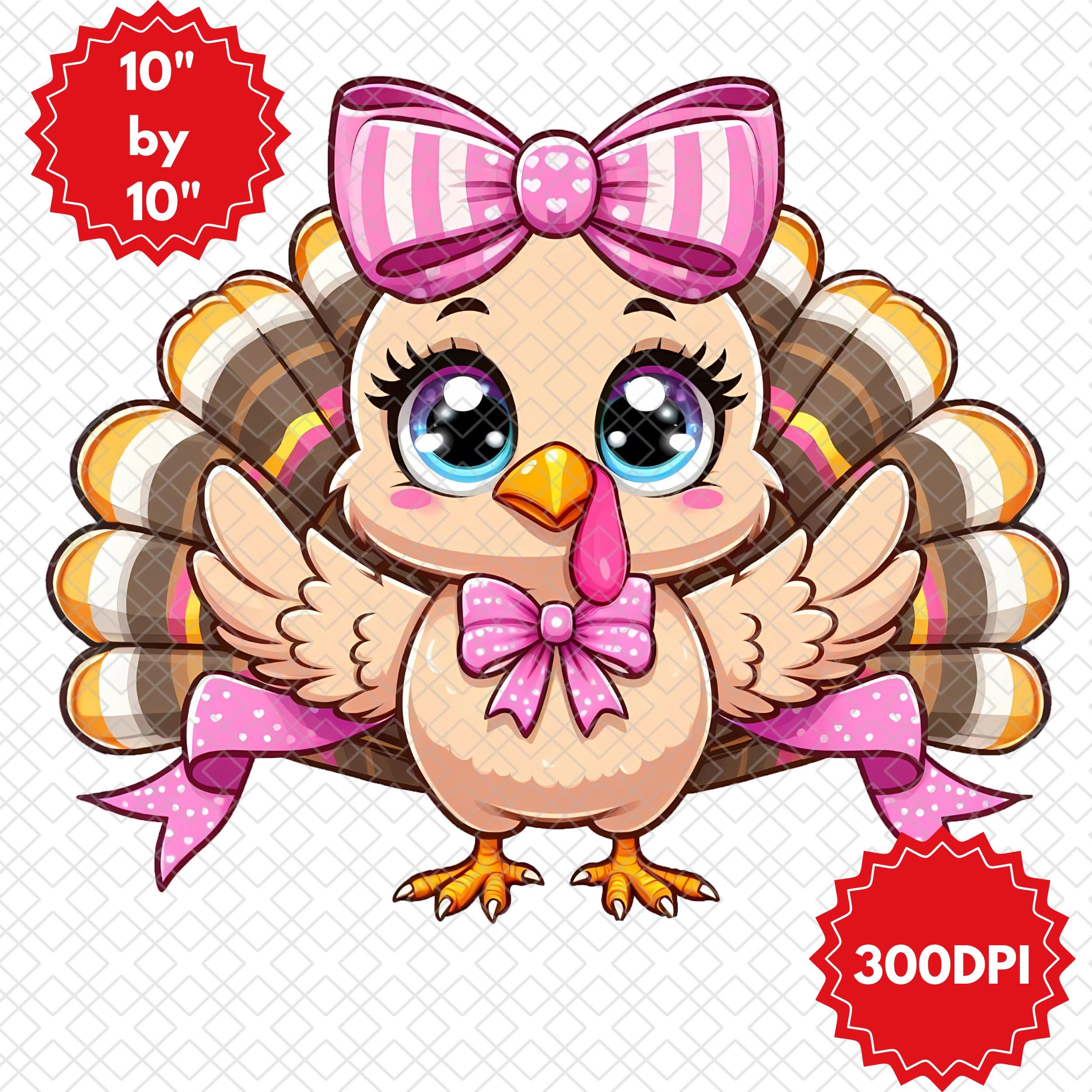 Thanksgiving Turkey PNG, Pink Bow Clipart (digital Download) - Etsy