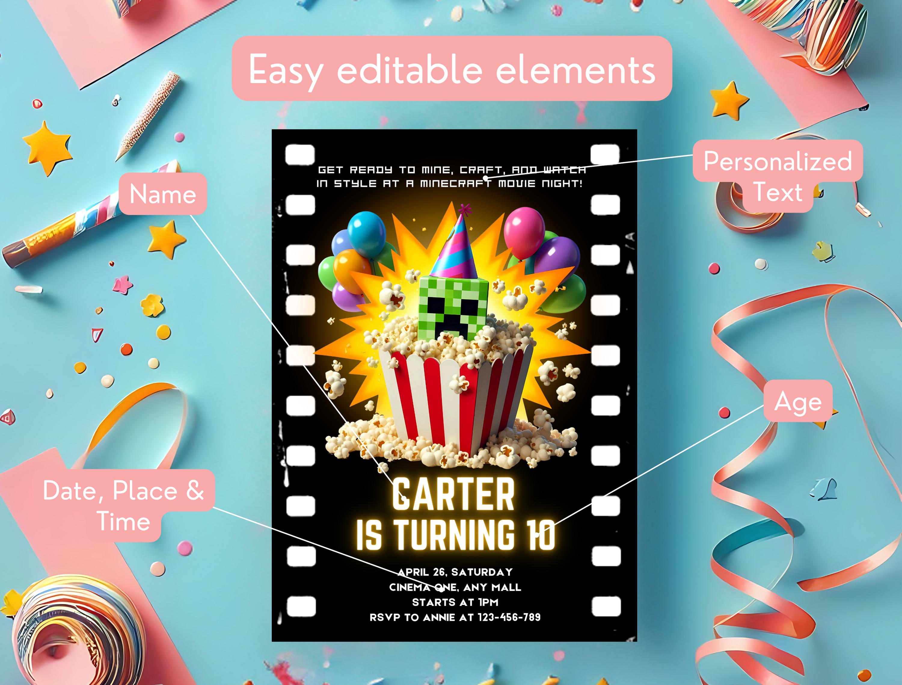 Creeper-Inspired Movie Ticket Invite – Editable Canva