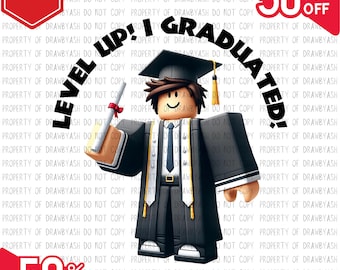 Imagen PNG de graduación de juego estilo bloques: Diseño para gamers 2025 (descarga digital)