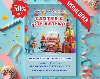 Italian Brainrot Birthday Invitation: Brainrot Party Invite (5x7 in, Canva Template, Instant Download)