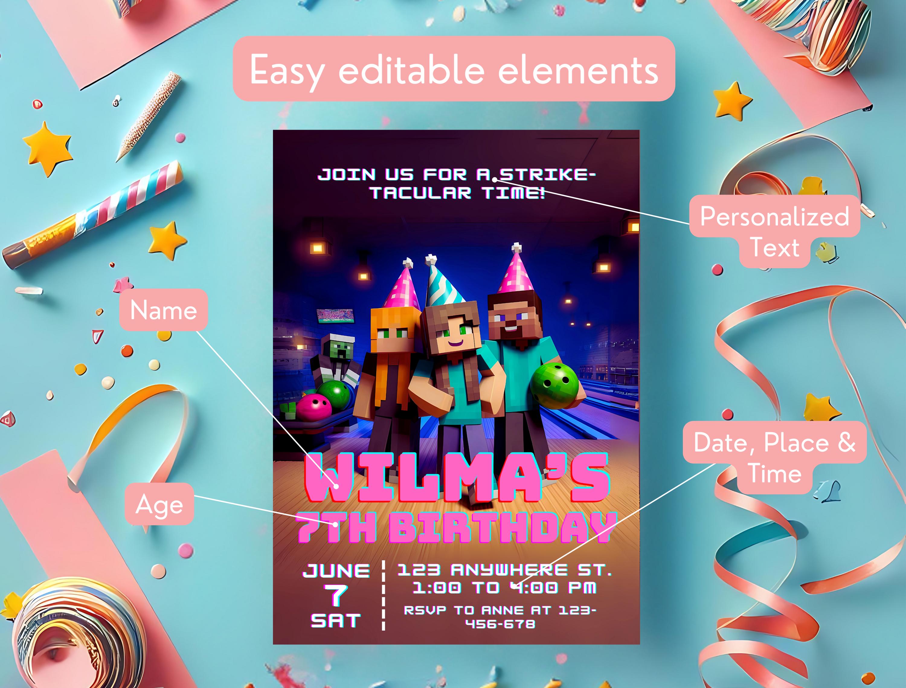 Minecrafter Bowling Girl Invite