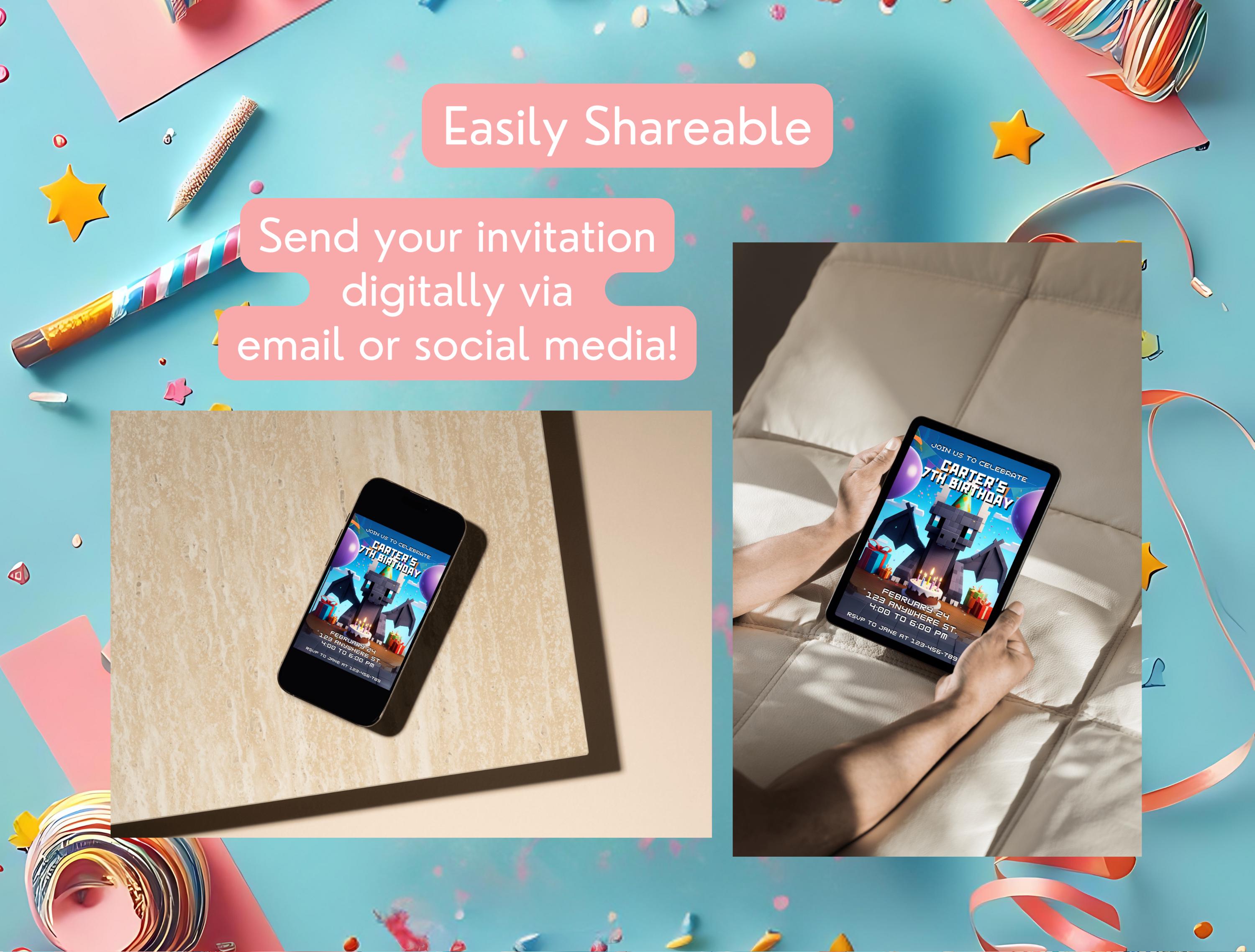 Ender Dragon-Inspired Invite – Editable Canva (5x7)