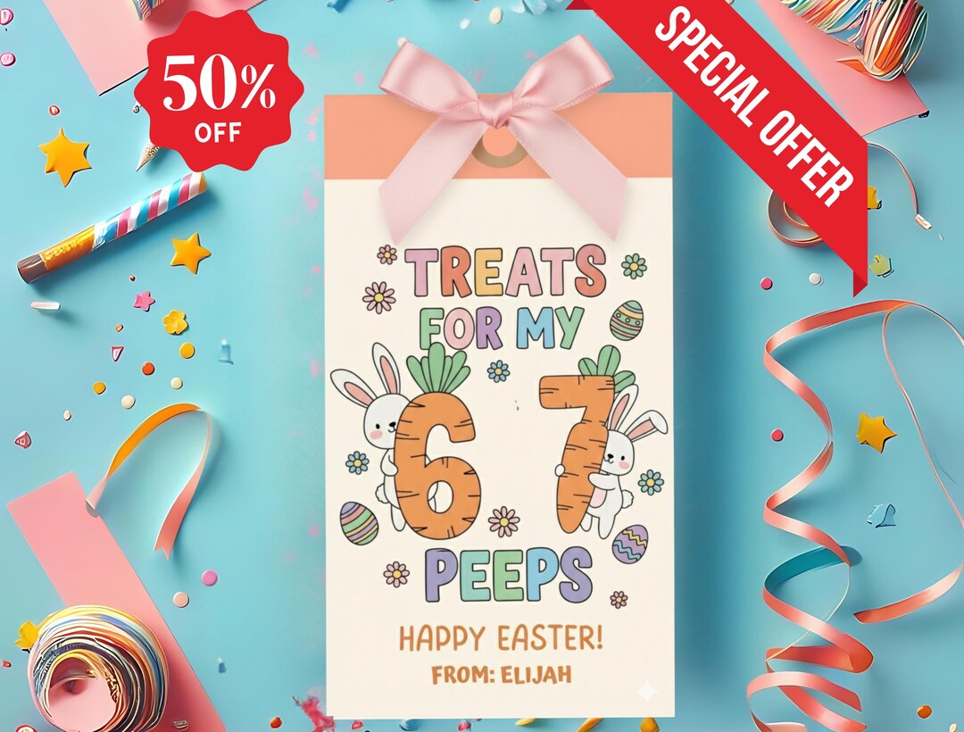 Easter Favor Tag, Six Seven Easter Tag, 67 Easter Favor Tag: Canva ...