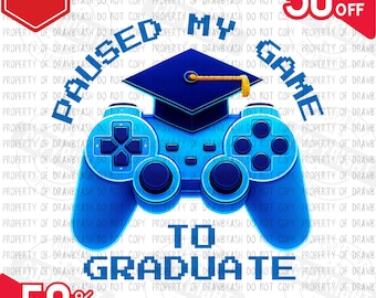 Graduación de gamers PNG: Pausé mi juego - Clase de 2025 (Descarga digital)