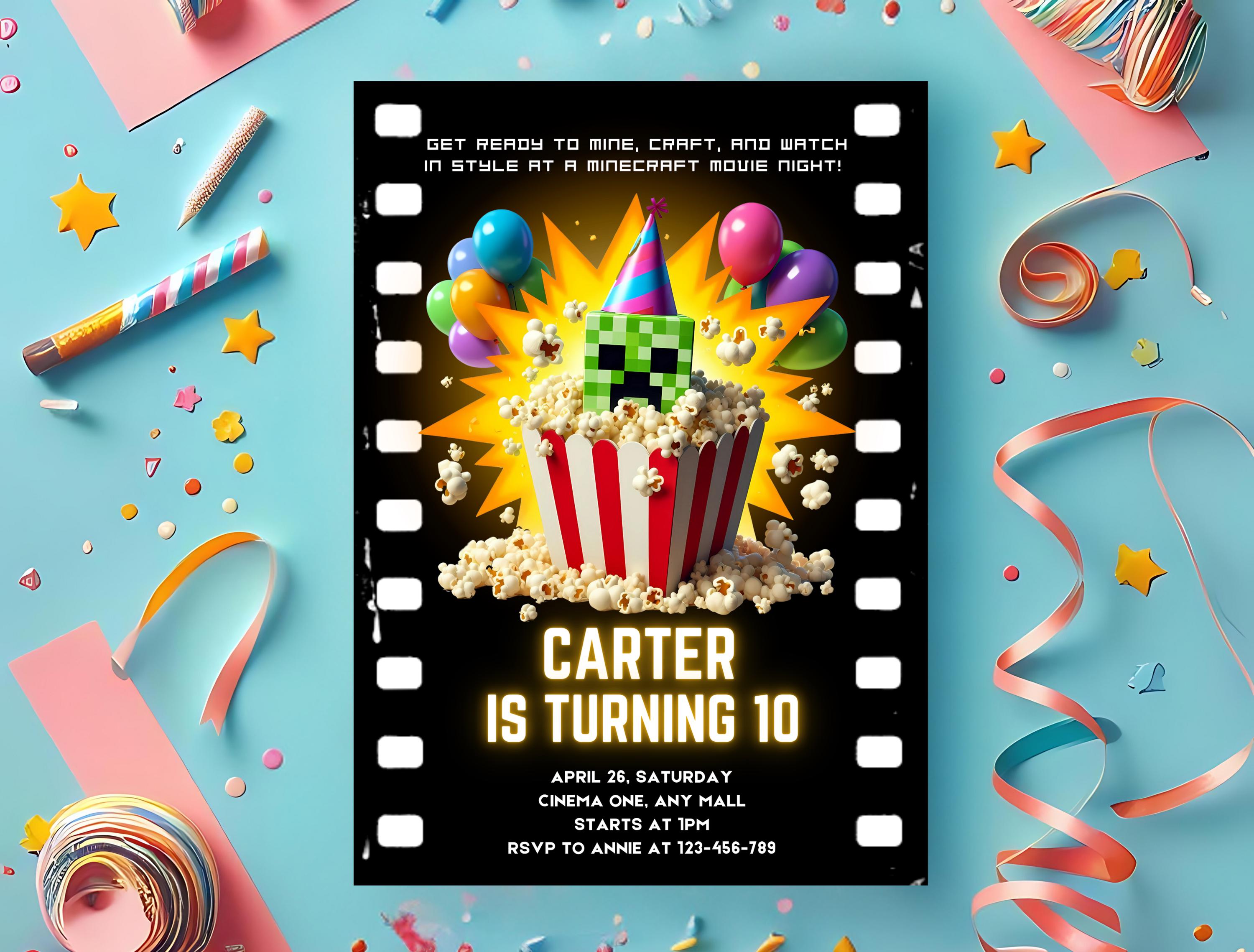 Creeper-Inspired Movie Ticket Invite – Editable Canva