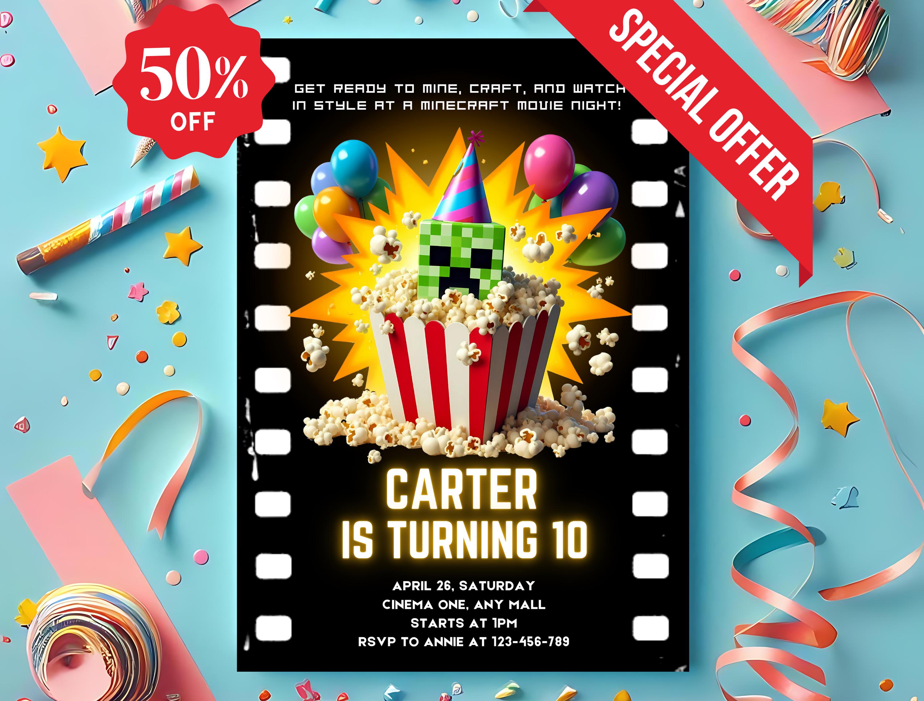 Creeper-Inspired Movie Ticket Invite – Editable Canva