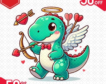 Dino Valentinstag Sublimation PNG, Kinder Dinosaurier Clipart