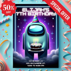 Among Us Inspired birthday,Among us inspired birthday invitation,among us space adventure,among us inspired invite, birthday invitation boys