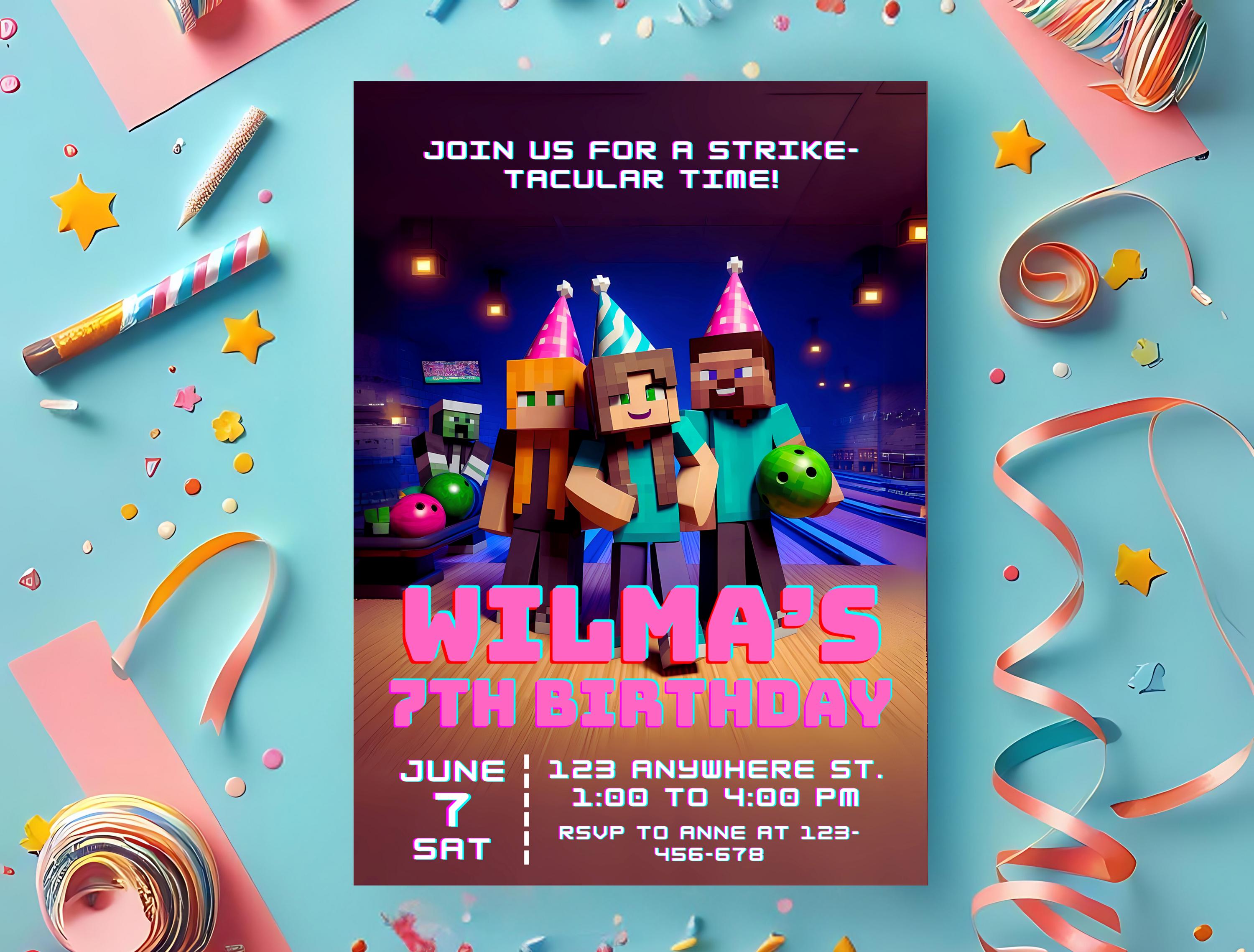Minecrafter Bowling Girl Invite