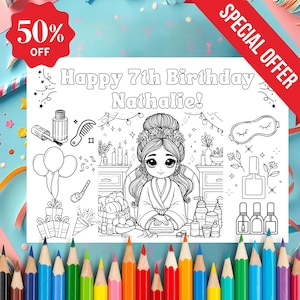 Feuille d&#39;activités d&#39;anniversaire au spa, feuille d&#39;activités de fête au spa, modèle de napperon de fête au spa, napperon de fête au spa, activité de fête d&#39;anniversaire au spa