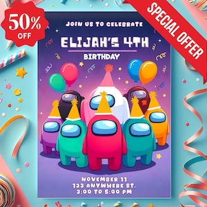 Among Us Inspired birthday,Among us Inspired birthday invitation,among us space adventure,among us birthday invite,birthday invitation boys