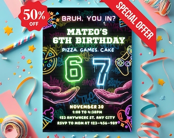 67 Birthday Meme Invitation: Editable Canva Template (Digital Download)