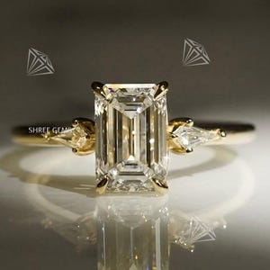 2 CT Emerald Cut Moissanite Engagement Ring 14K Gold Ring Anniversary Ring Emerald Cut Ring Emerald Cut Solitaire Ring